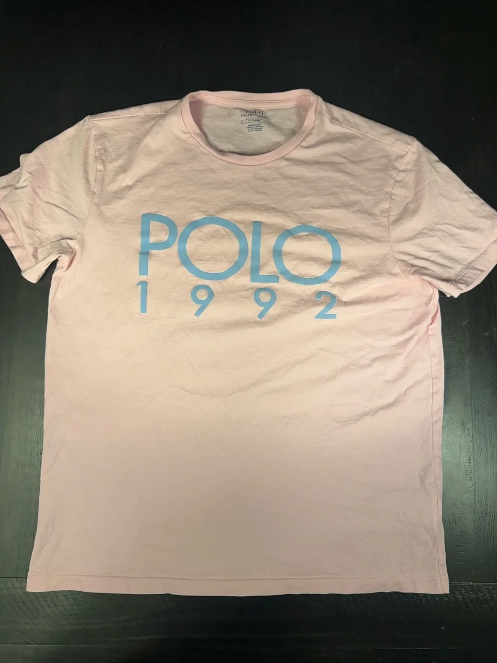 Polo by Ralph Lauren Light Pink Tee with Blue POLO 1992 Graphic